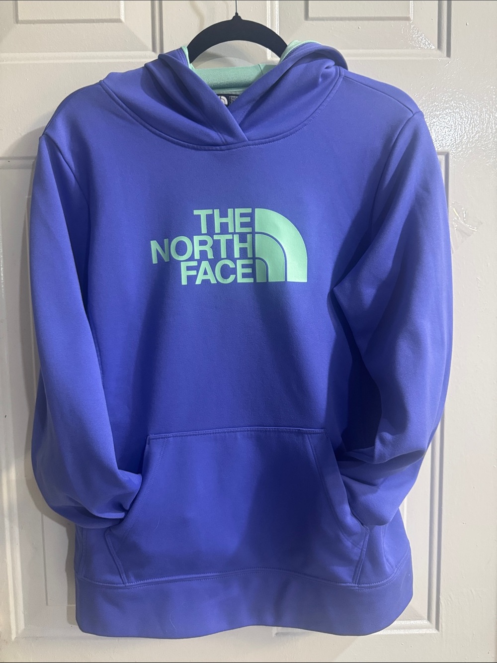 The North Face Women's Purple Pullover Hoodie with Mint Logo